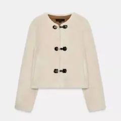 ZARA アイボリーダブルフェイストグルボタンジャケット