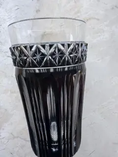 極美品】薩摩切子 黒切子 ビールカップ 伝統工芸品 刻印あり