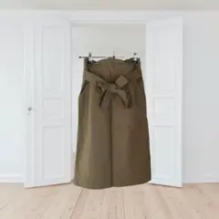 【匿名配送】ビーミングバイビームス（M）ハイウエストスカート カーキ 腰リボン