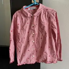 familiar 赤チェック 長袖シャツ 120