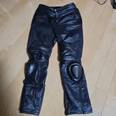 L MORTORHEAD レザーパンツ パッド入り ブラック 黒 本革 裾ジップ
