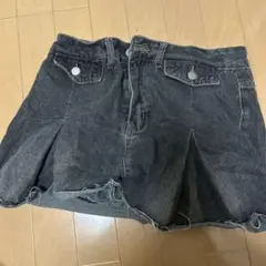 ダークグレー デニム プリーツスカート