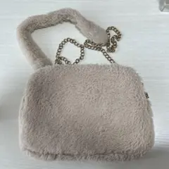 ファー素材 チェーンショルダーバッグ ベージュ