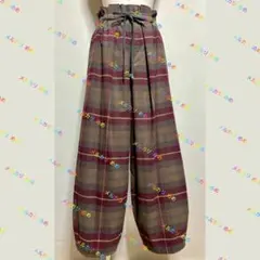 niko and ... ニコアンド チェック バルーン ワイド パンツ レッドのサムネイル