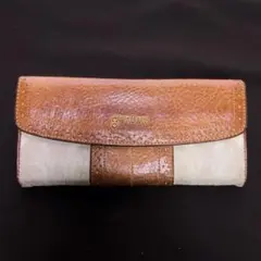 genten 本革 長財布 ブラウン フラップ式