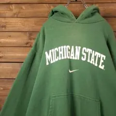 00s NIKE ナイキ ミシガン カレッジ プルオーバー パーカー Lグリーン