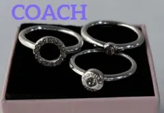 COACH ストーン付きリング3本セット