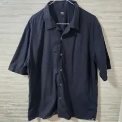 【XL】UNIQLO ユニクロ オープンカラーシャツ ブラック レーヨン