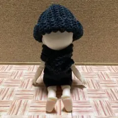 ドール用・ニット帽＆マフラーセット／黒