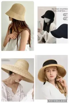 4点セット　総額２万　つば広帽子　ベージュ ストローバケットハット