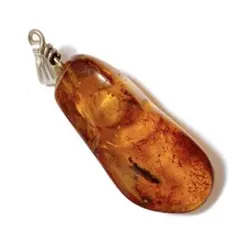 シルバー925 アンバー　琥珀　ペンダントトップ　ヴィンテージ　1点物