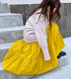 Mysa&Liina レイヤードシャーリングティアードワンピース