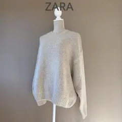 【ZARA】M～L　ベージュ系　長袖セーター　ざっくりニット　カジュアルトップス