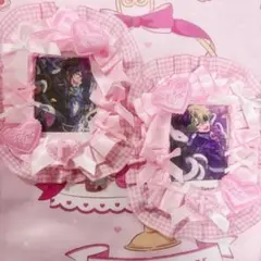 硬質ケースデコ トレカケース 量産型 ピンク 2個セット リボン レース B8