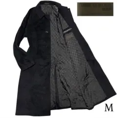 アンゴラ70%【コムサデモード】マキシ丈 比翼ロングチェスターコート ブラックM