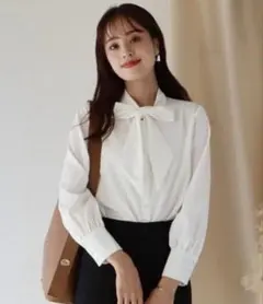 BLUE EAST ボウタイブラウス　M ホワイト