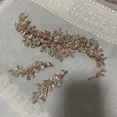 ローズゴールド ヘッドドレスとイヤリングセット
