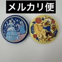ディズニー刺繍缶バッジ　シンデレラ　美女と野獣　ベル