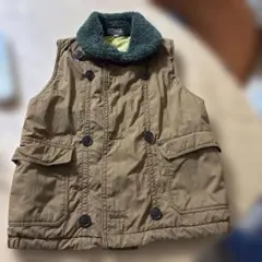 SALE デニム&ダンガリー　ブラウンダウンベスト 襟ボア付き　美品