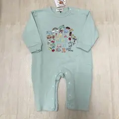 リトルウィークエンド　カバーオール　ロンパース　70-80 グリーン　刺繍　長袖