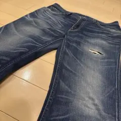 Levi's 507 ブーツカット フレア W31 L33 濃紺 ヒゲ ダメージ