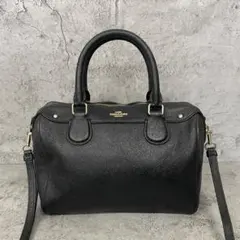 美品✨コーチ 2way ショルダーバッグ ミニボストン レザー 黒