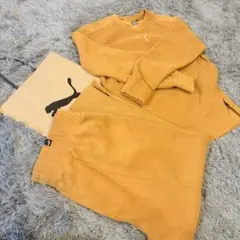【新品】PUMA フリースセットアップ （上XS ）（下M）茶系からし色