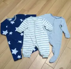 男の子 ロンパース3点セット 60 70センチ 冬 起毛