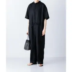 イチアンティークス リネン100% オールインワン カシュクール ブラック 