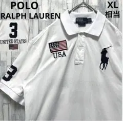 ポロ ラルフローレン 半袖 ポロシャツ ビッグポニー 星条旗 アメリカ国旗 刺繍