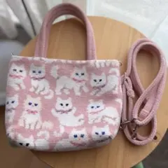 フェイラー バッグ モフモフネコチャン ペールピンク ショルダー付き