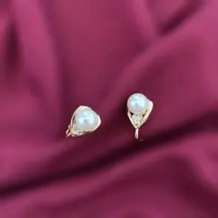 小ぶり ゴールド パール×スワロフスキー イヤリング 上品結婚式 普段使いにも