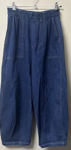 ★studio CLIPダークブルーデニム　サルエル　ワイドパンツ★