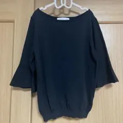 美品上品　SENSE OF PLACES 黒フレア七部袖 ニット