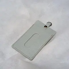 グレー レザー パスケース　ハンドメイド定期入れ　本革　レザークラフト