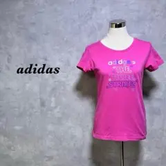 adidas Tシャツ ロゴプリント スポーティー 無地 ピンク L 4140