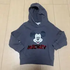 ミッキーマウス パーカー チャコール　100
