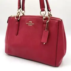 コーチ 2way ショルダー ハンド トート バッグ レッド レザー