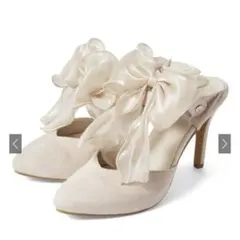 最安値 2wayチュールリボン＆プレートラインストラップパンプス