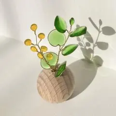 レジンワイヤークラフト ミニ植物オブジェ　約6㎝　ミモザ　ユーカリ　インテリア