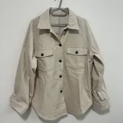 【美品】PLSTベージュ コーデュロイ シャツジャケット シンプル M 秋