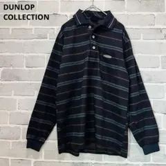 DUNLOP COLLECTION 長袖ポロシャツ Mストライプ柄 紺系C847のサムネイル
