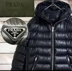 希少サイズ☆PRADAダウンジャケット 三角ロゴ 54 黒