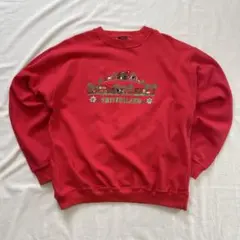 アメリカ古着　スイス　スーベニア　スウェット　トレーナー　レッド　赤　刺繍