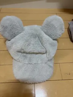 ミッキーファンキャップ グレー モコモコ素材 キャップ