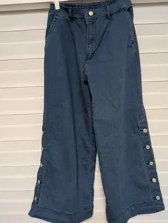 ベルーナ RyuRyu デニムワイドパンツ 裾 スナップボタン スリットのサムネイル