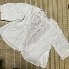 アースミュージックアンドエコロジー　ホワイト 七分袖 レース付きブラウス
