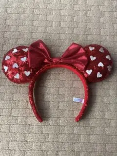 ディズニー カチューシャ スパンコール ミニー 赤