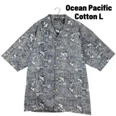 Ocean Pacific オープンカラーシャツ 総柄 トロピカル ネイビーのサムネイル