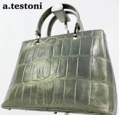 a.testoni クロコ型押し ハンドバッグのサムネイル